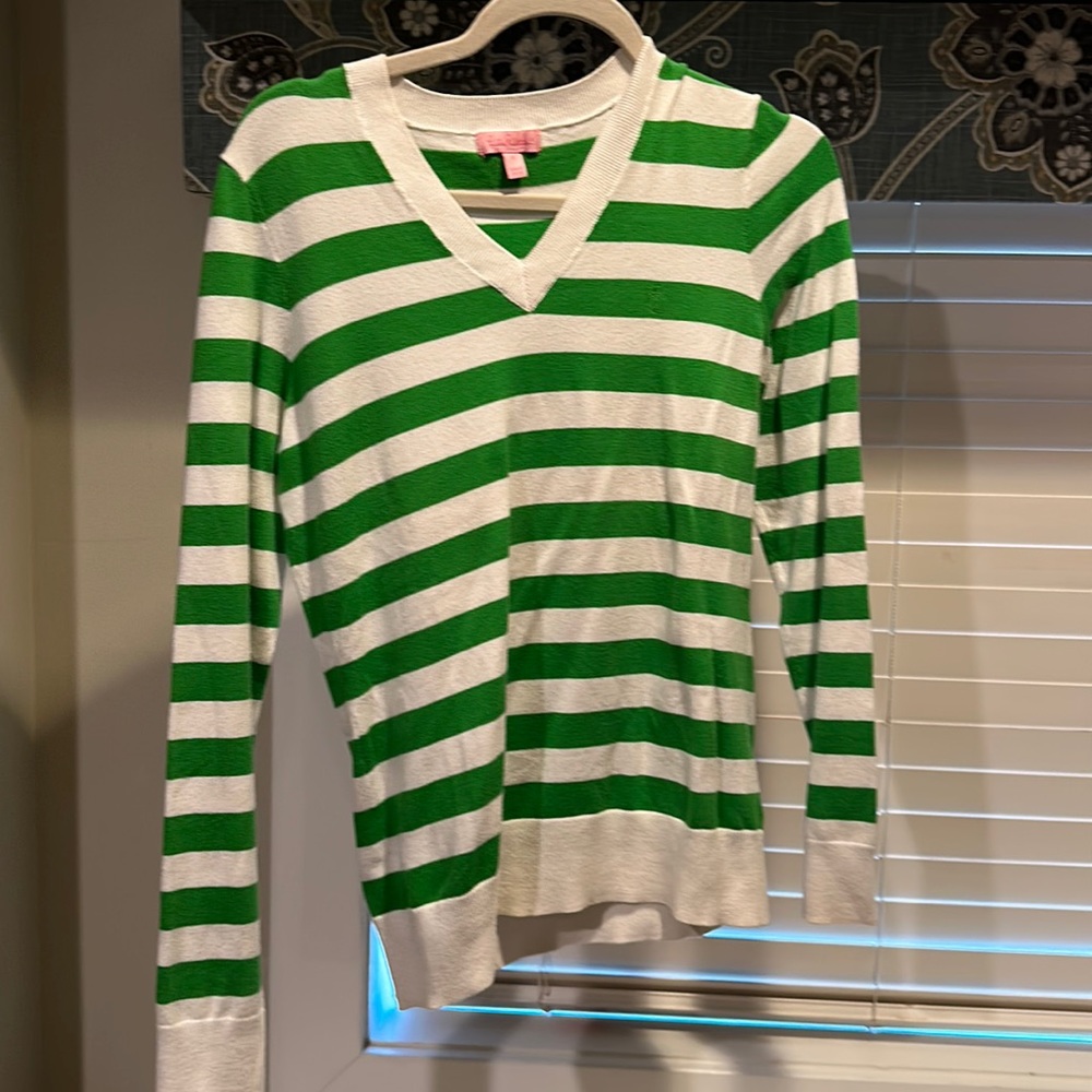 Lilly Pulitzer sweater green striped size small. Good used condition